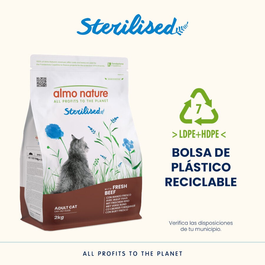 2 kg Almo Nature Sterilised de Ternera pienso  para gatos, , large indicador imagen numero 4